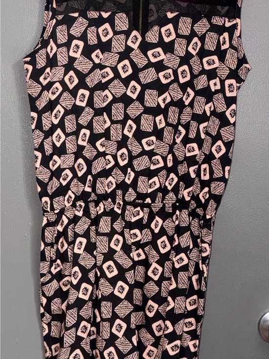 Ace Fashion Pants - Black & Blush Geometric Sleeveless Jumpsuit XL